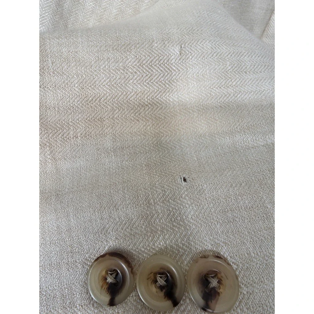 Alan Flusser Blazer Mens 44R Beige Herringbone Sports Coat‎ Jacket 2 Buttons *